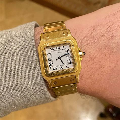 cartier santos gold mens|santos de cartier quartz round.